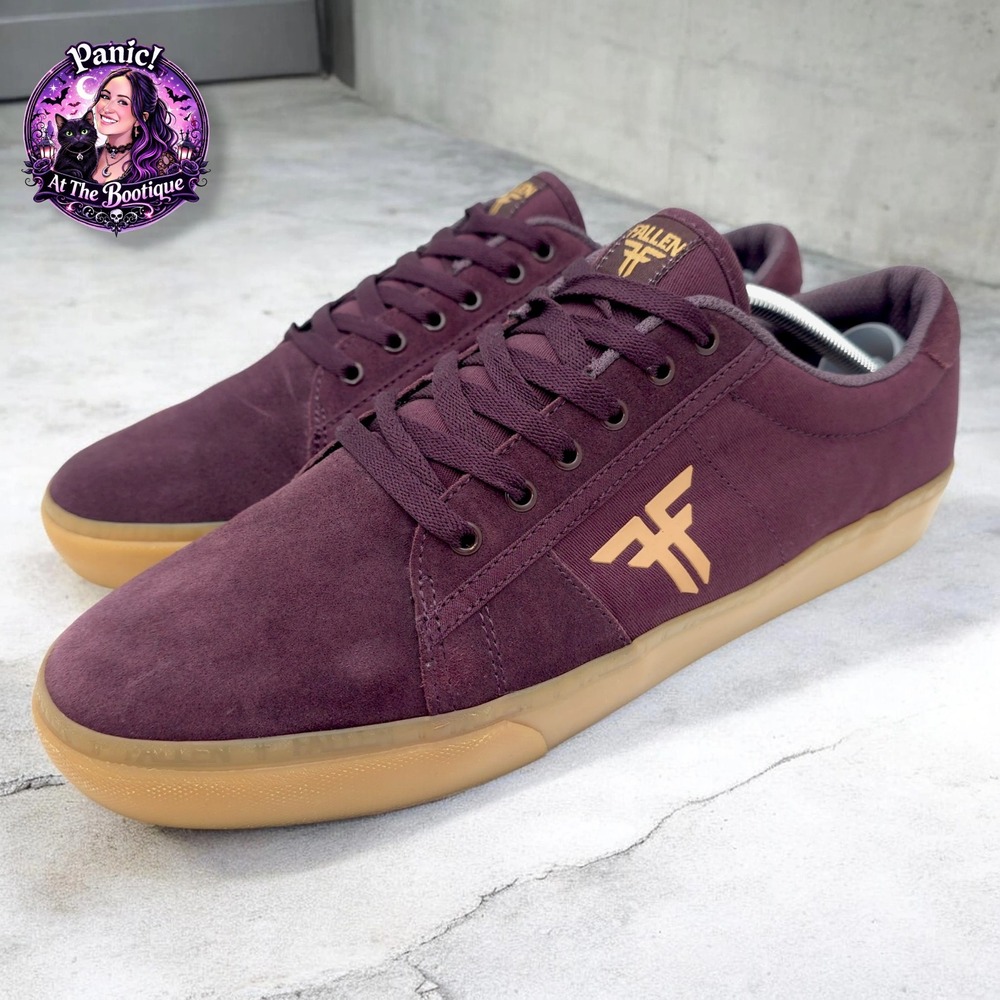 Fallen Bomber Skate Shoes Mens 12 Burgundy Suede Gum Sole Sneakers Emo Y2K Retro